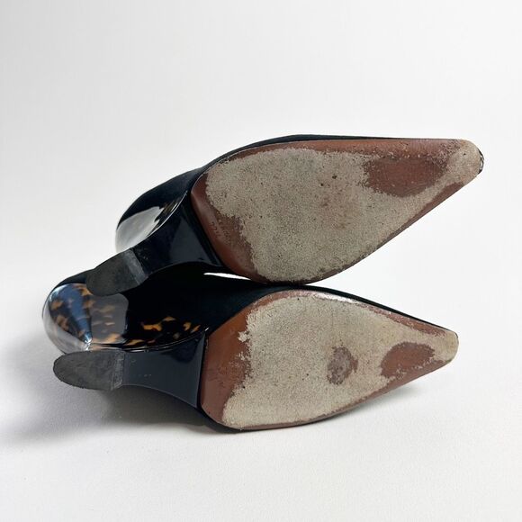 DIOR Optic-D Black Tortoiseshell Heel Ankle Boot Size 37.5 Pointed Toe Leather - Picture 12 of 16